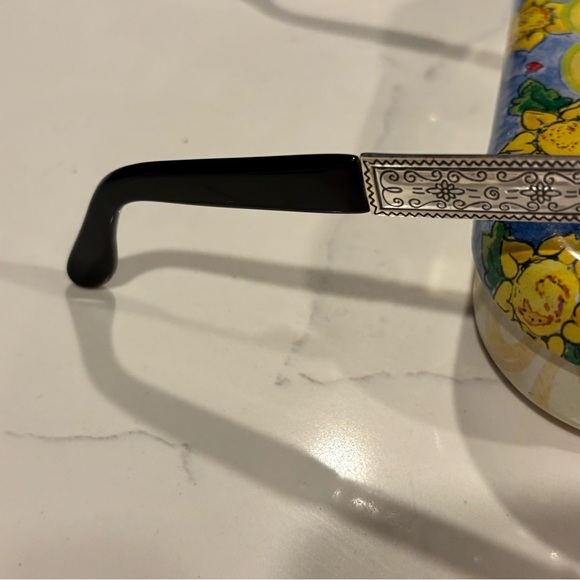 Brighton, Vintage, 90s, Oval black Sunglasses with ornate silver brocade/case - Picture 4 of 8